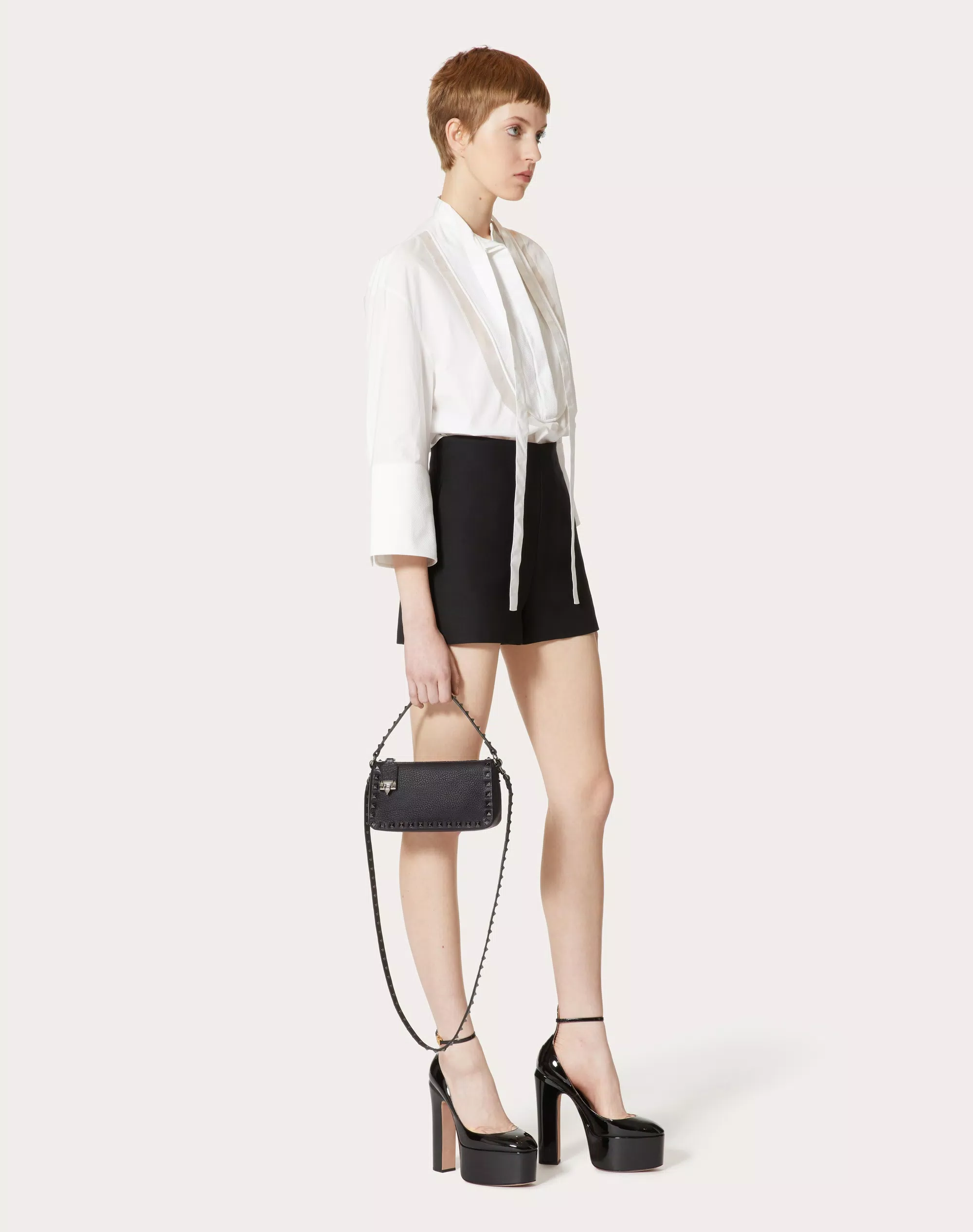 SMALL ROCKSTUD GRAINY CALFSKIN CROSSBODY BAG